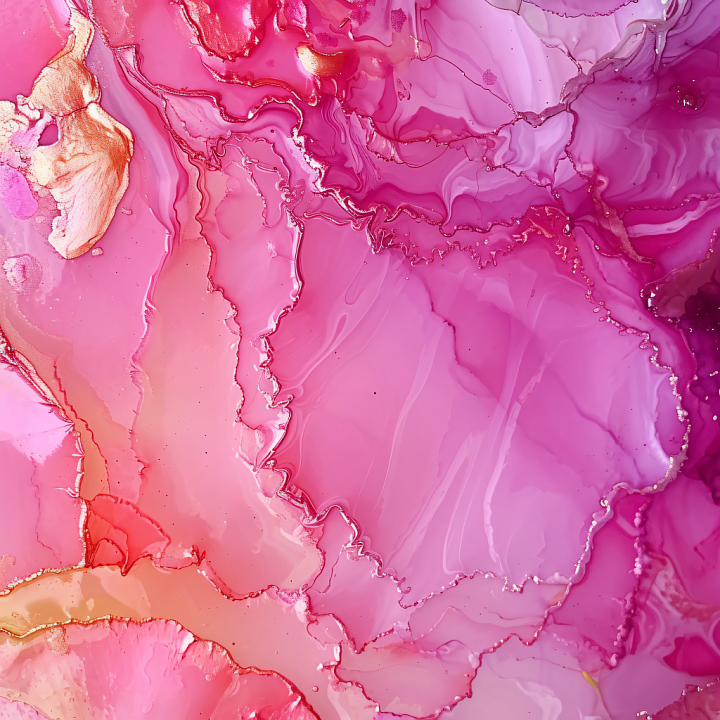 Alcohol Ink Featuring Pink Coral Hues with Gold Veining and Fluid Movem… seamless PBR texture preview