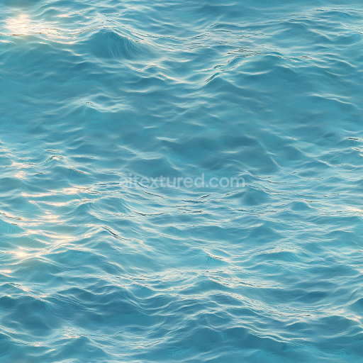 Seamless 3D PBR Texture of Calm Ocean Water Surface with Soft Ripples and Sunlight Reflections