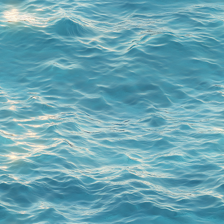 Calm Ocean Water Surface with Soft Ripples and Sunlight Reflections seamless PBR texture preview