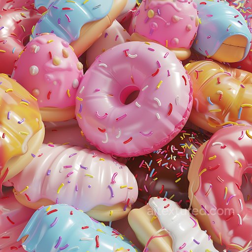 Inflated Donut Vinyl PBR Texture with Colorful Sprinkles seamless Inflated PBR texture