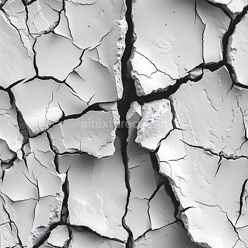 Seamless 3D PBR Cracked Concrete Texture Featuring Deep Fractures and Chipped Edges