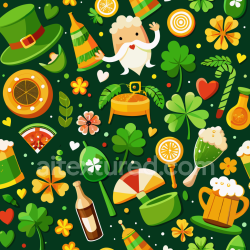 seamless Seamless 3D PBR texture of colorful St Patrick celebration icons on green background texture 8k free download PBR