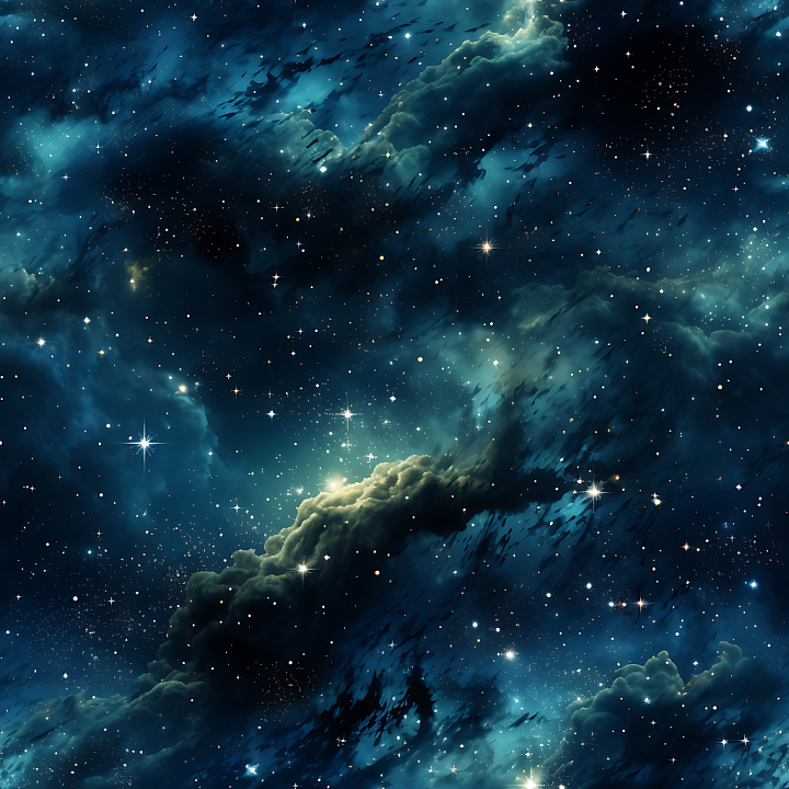 Space Featuring Deep Blue Nebula Clouds and Starfield seamless PBR texture preview