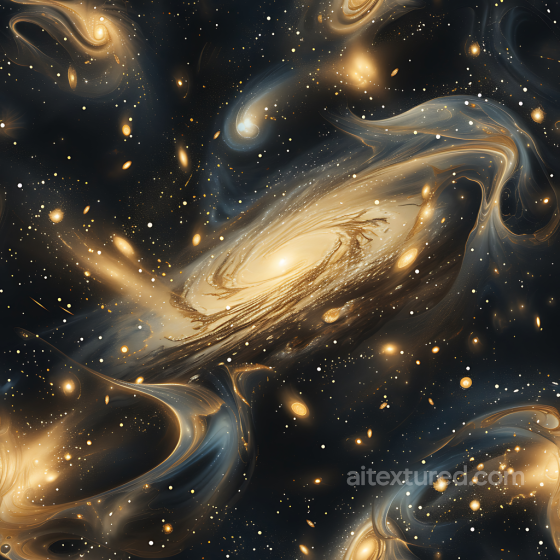 Space PBR Texture Featuring Golden Spiral Galaxies and Nebula Clouds Star, space, planets texture preview