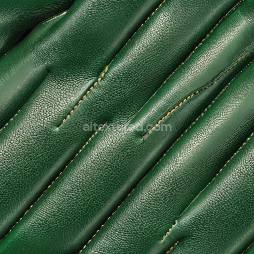 Seamless 3D PBR Green Pebbled Leather Texture with Padded Stitching Detail