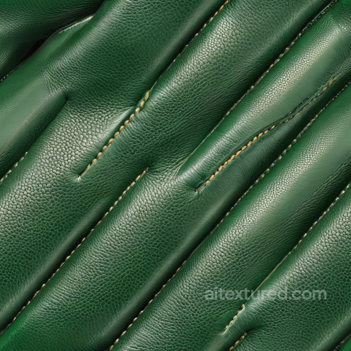 Green Pebbled Leather Texture with Padded Stitching Detail seamless Leather PBR texture