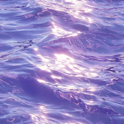 Seamless 3D Water PBR Texture with Stylized Lilac Ocean Surface and Reflective Waves