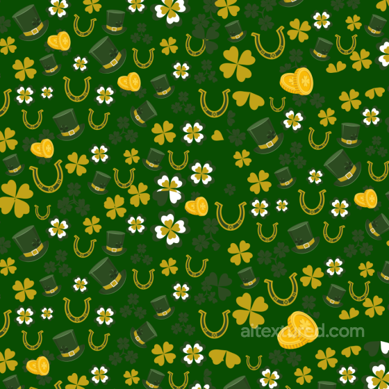 St Patrick Pattern Texture with Shamrocks, Leprechaun Hats & Gold Coins St patrick texture preview