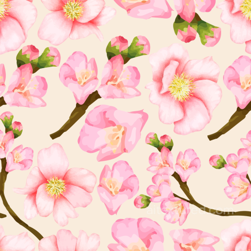 Watercolor Cherry Blossom Flowers Seamless Texture seamless Watercolor Cherry PBR texture