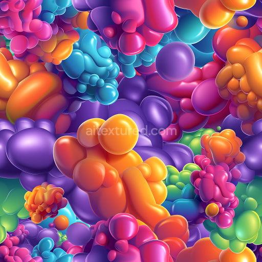 Seamless 3D Inflated Clustered Bubble PBR Texture with Vibrant Colors