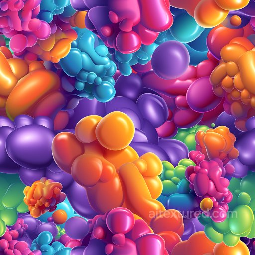 Inflated Clustered Bubble PBR Texture with Vibrant Colors seamless Inflated PBR texture