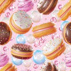 seamless Seamless 3D Inflated PBR Texture Featuring Colorful Macaron Sweets and Glossy Bubbles texture 8k free download PBR