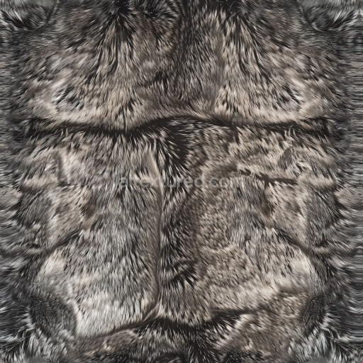 Seamless 3D Faux Fur Leather PBR Texture with Black and Gray Natural Fur Grain
