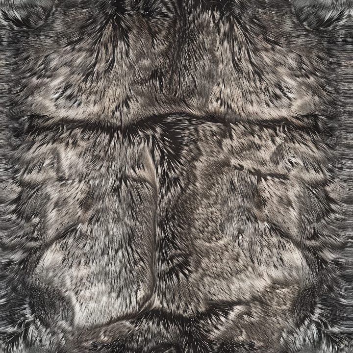 Faux Fur Leather with Black and Gray Natural Fur Grain seamless PBR texture preview