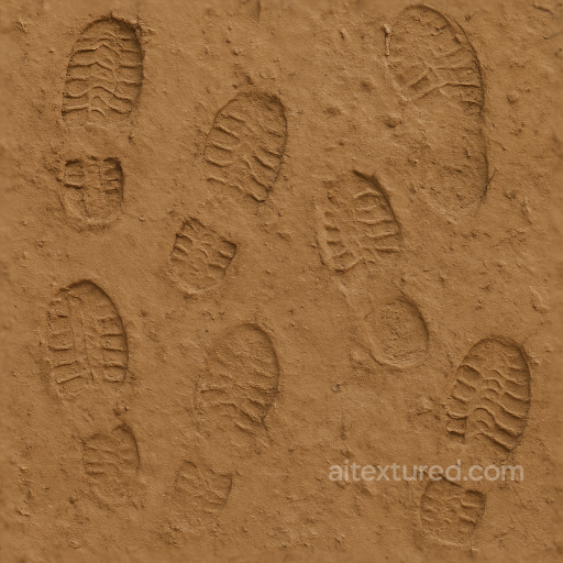 Muddy Footprints On Soft Mud Surface With Mud Compaction seamless Mud PBR texture