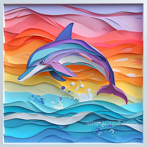 Animal - Seamless 3D PBR Texture Featuring Stylized Bottlenose Dolphin in Origami Paper-Cut Style texture preview