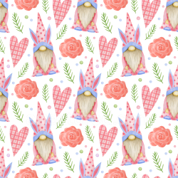 seamless Seamless 3D PBR Texture Featuring Easter Gnome with Bunny Ears and Floral Motifs texture 8k free download PBR