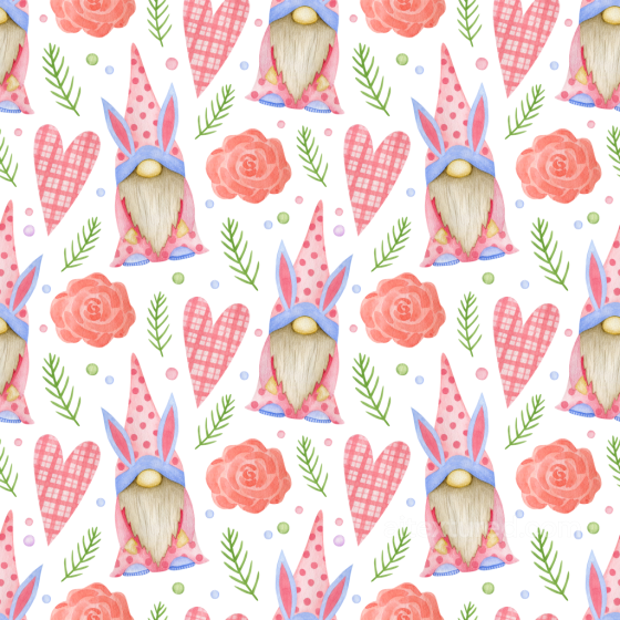 Featuring Easter Gnome with Bunny Ears and Floral Motifs All Easter Digital paper texture preview