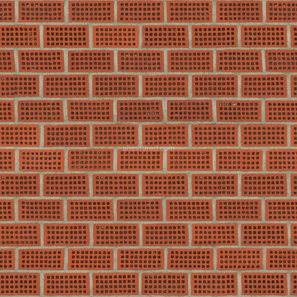 Seamless PBR brick texture in vibrant red color