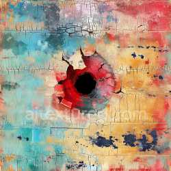 seamless Seamless 3D Cracked & Hole PBR Texture Featuring Colorful Weathered Paint with Central Crater texture 8k free download PBR