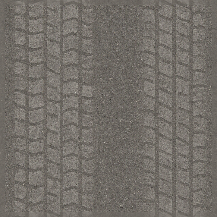 Road Tread Tire Track On Urban Street With Faded Tread And Asphalt Print seamless PBR texture preview