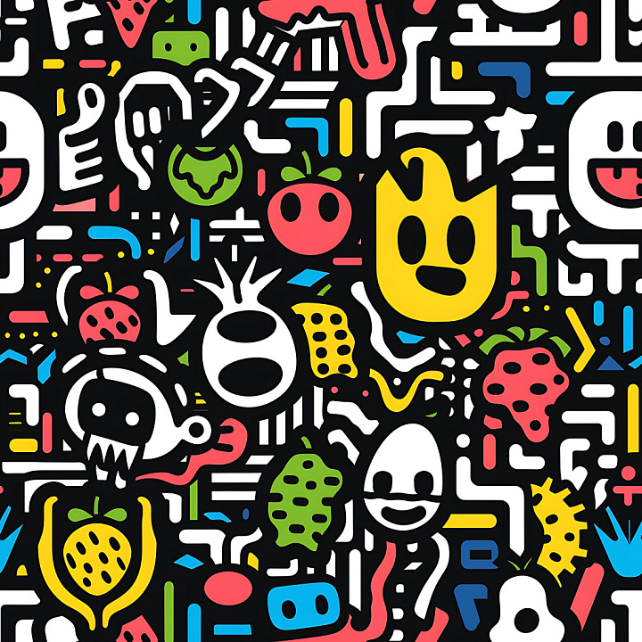 Featuring Colorful Cartoon Graffiti with Bold Outlines seamless PBR texture preview