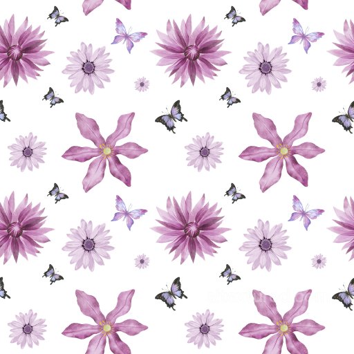 Floral Pattern PBR Texture Featuring Purple Flowers and Butterflies seamless Pattern Bundle PBR texture
