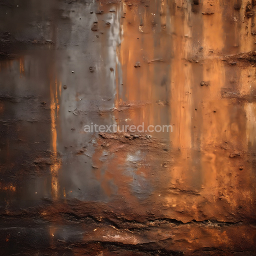 Seamless 3D Rusty Metal Cracked & Pitted PBR Texture in Warm Orange-Brown Tones