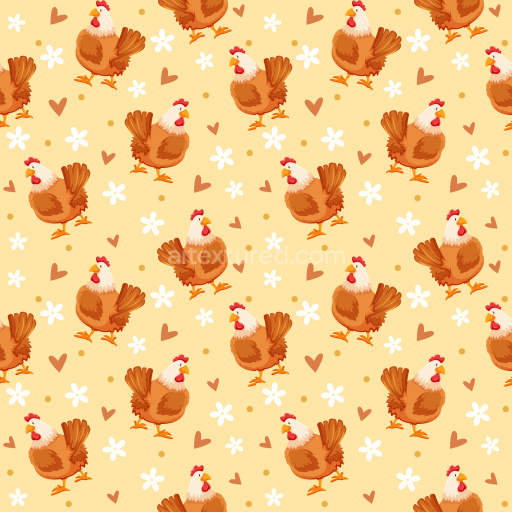 Pattern Bundle - Seamless 3D Pattern PBR Texture with Playful Chicken Motifs and Whimsical Hearts texture preview