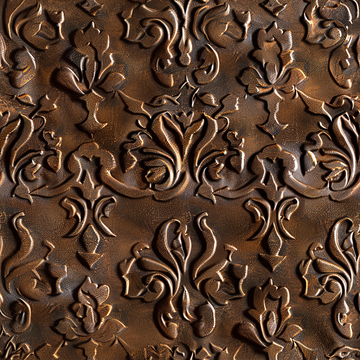 Embossed Brown Leather With Aged Patina seamless PBR texture preview