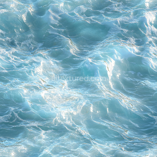 Seamless 3D PBR Texture of Shallow Ocean Water with Subtle Foam and Light Reflections