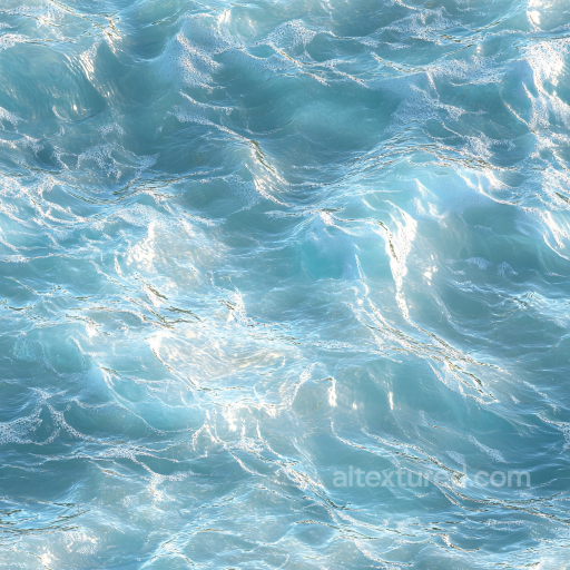 Shallow Ocean Water Seamless Texture with Subtle Foam and Light Reflections seamless Water PBR texture