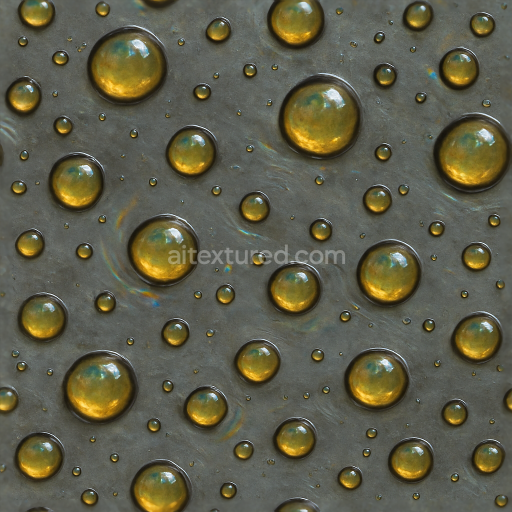 Seamless 3d texture pbr 8k oily viscous drops on metal surface