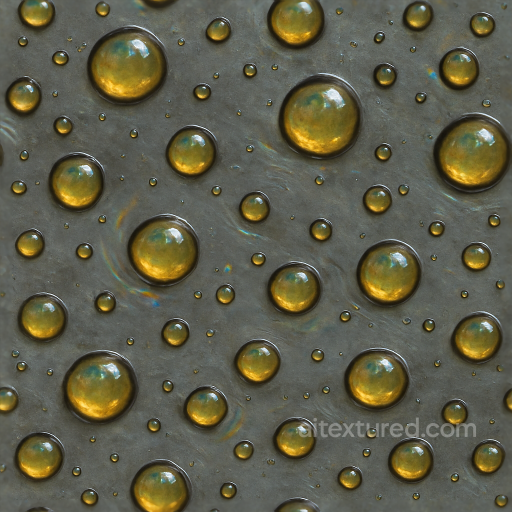 Oily Viscous Drops On Metal Surface seamless Drops PBR texture