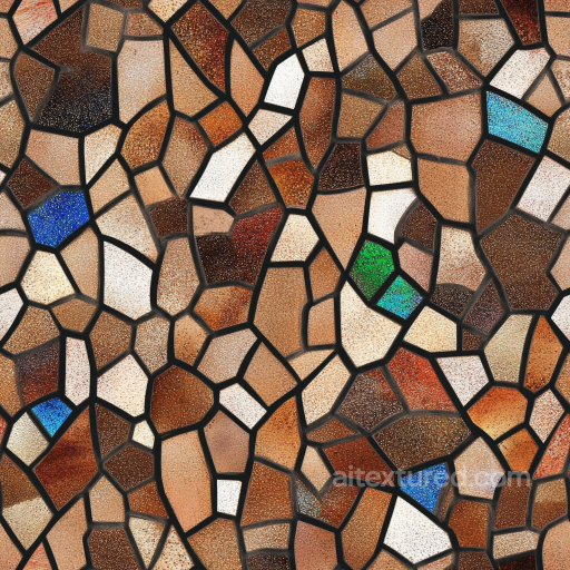 mosaic PBR texture featuring earthy ceramic shards with colorful glass accents seamless Mosaic PBR texture