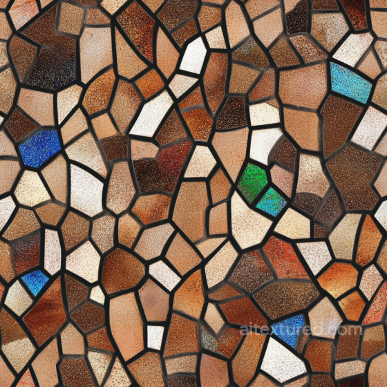 mosaic PBR texture featuring earthy ceramic shards with colorful glass accents Mosaic texture preview