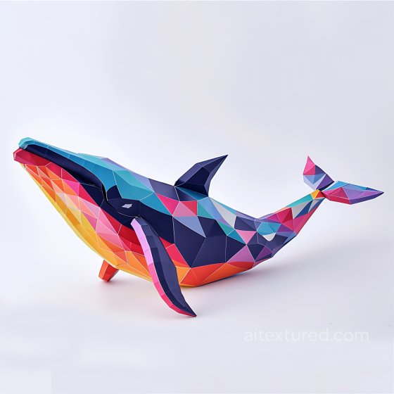 Featuring Multicolor Blue Whale Origami Pattern Animal texture preview