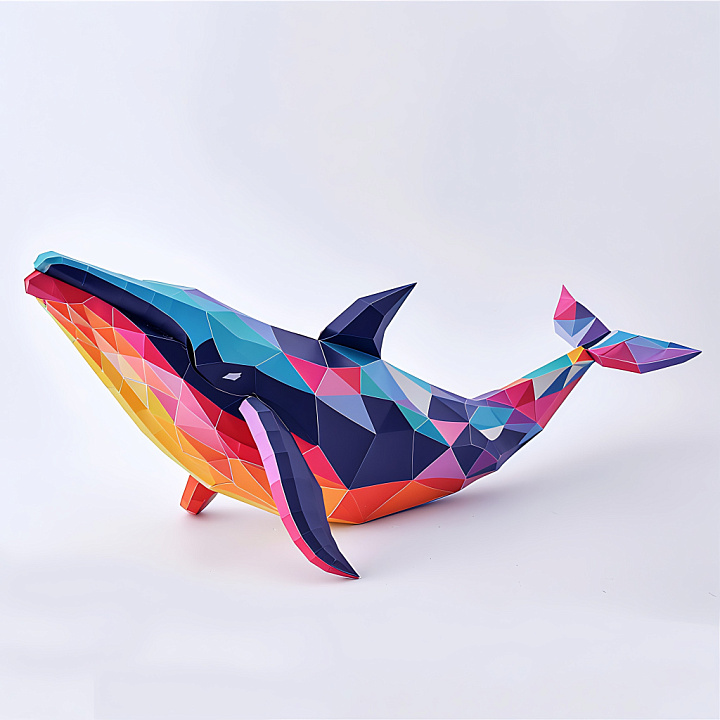 Featuring Multicolor Blue Whale Origami Pattern seamless PBR texture preview