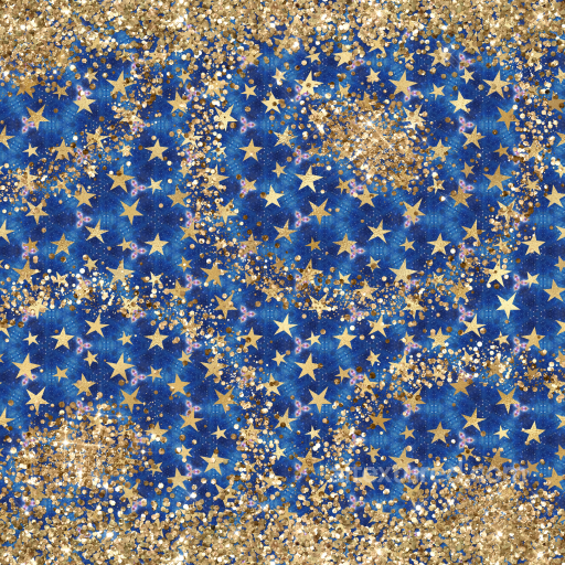 Christmas Glitter Texture of Blue Fabric with Gold Glitter Stars and Sparkles seamless Christmas glitter PBR texture