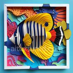 seamless Seamless 3D PBR Texture Featuring Vibrant Yellow and Blue Butterfly Fish Pattern texture 8k free download PBR