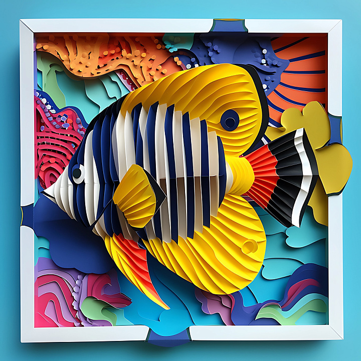 Featuring Vibrant Yellow and Blue Butterfly Fish Pattern seamless PBR texture preview