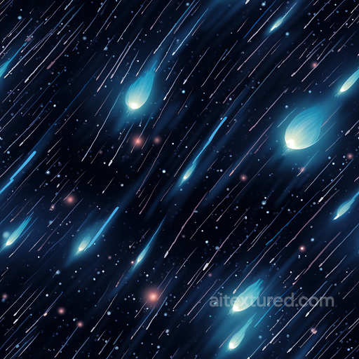 Space Texture Featuring Dynamic Sci-Fi Meteor Shower with Glowing Trails seamless Star, space, planets PBR texture