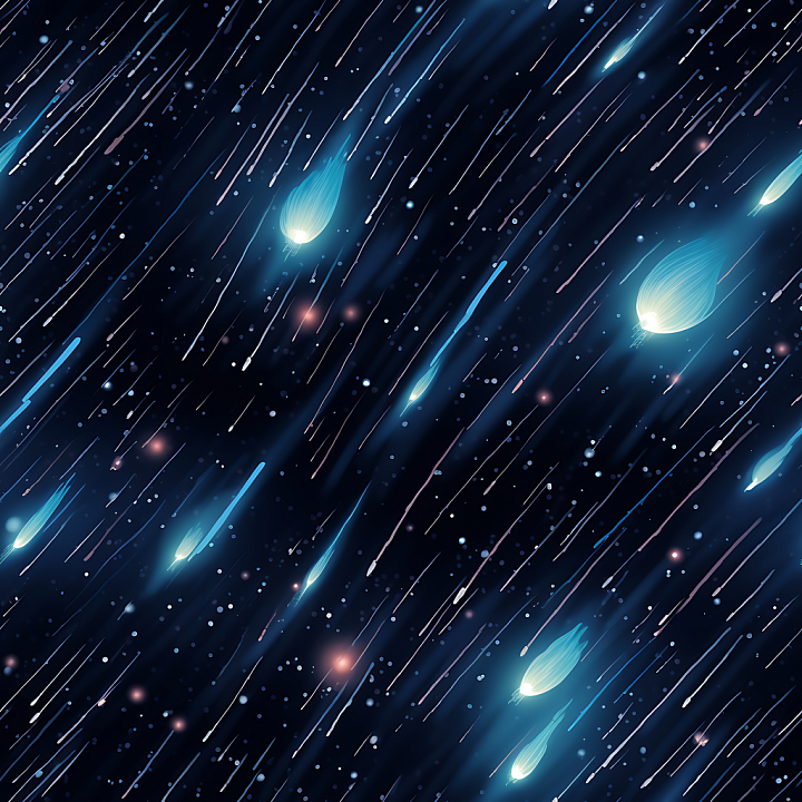 Space Featuring Dynamic Sci-Fi Meteor Shower with Glowing Trails seamless PBR texture preview