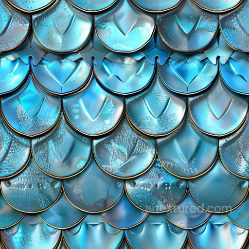 Seamless 3D PBR Texture Featuring Glossy Blue Overlapping Scales with Water Droplet Detai… texture preview