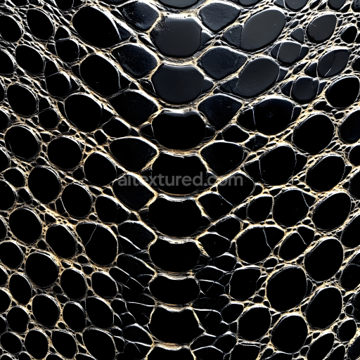 Seamless 3D PBR Reptilian Black Skin Texture with Glossy Scaled Surfaces