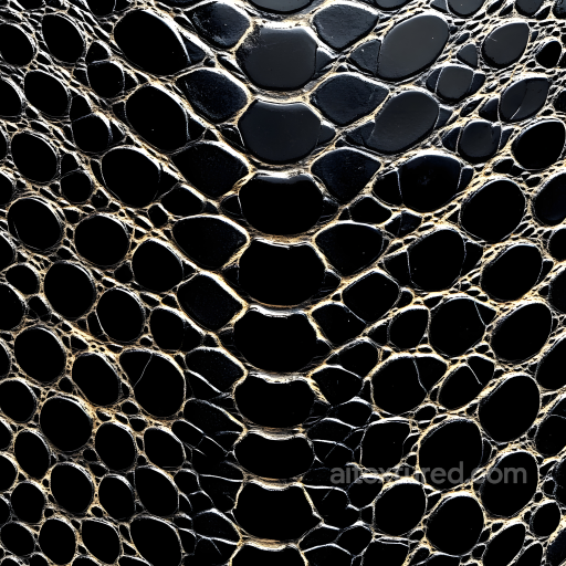 Reptilian Black Skin Texture with Glossy Scaled Surfaces seamless Skin PBR texture