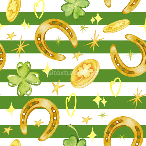 Seamless 3D PBR Texture Featuring St Patrick’s Lucky Charms & Striped Pattern