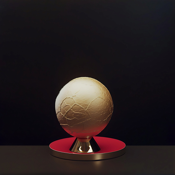 Inflated of Cracked Ivory Plaster Sphere seamless PBR texture preview