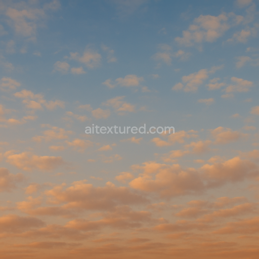 Seamless 8k PBR 3d texture of autumn sky with stratocumulus clouds and warm sky gradient