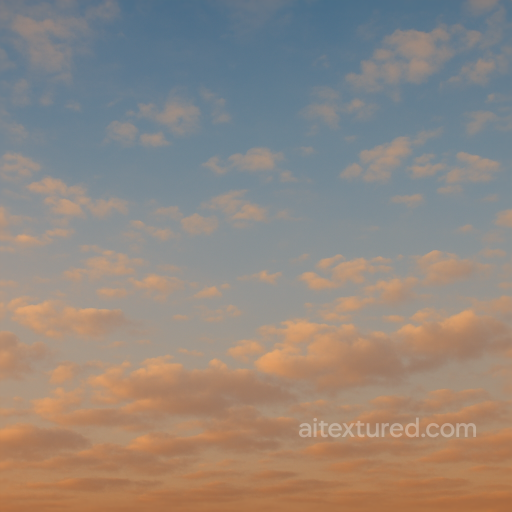 Seamless 8K PBR 3D texture of autumn sky with stratocumulus clouds and warm sky gradient seamless Sky PBR texture